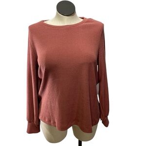 LC Lauren Conrad pull on sweater with high button cuffs shabby mauve women’s XL